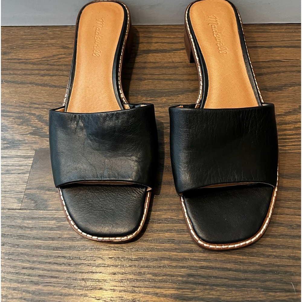 Madewell Leather Open Toed Mules-Black